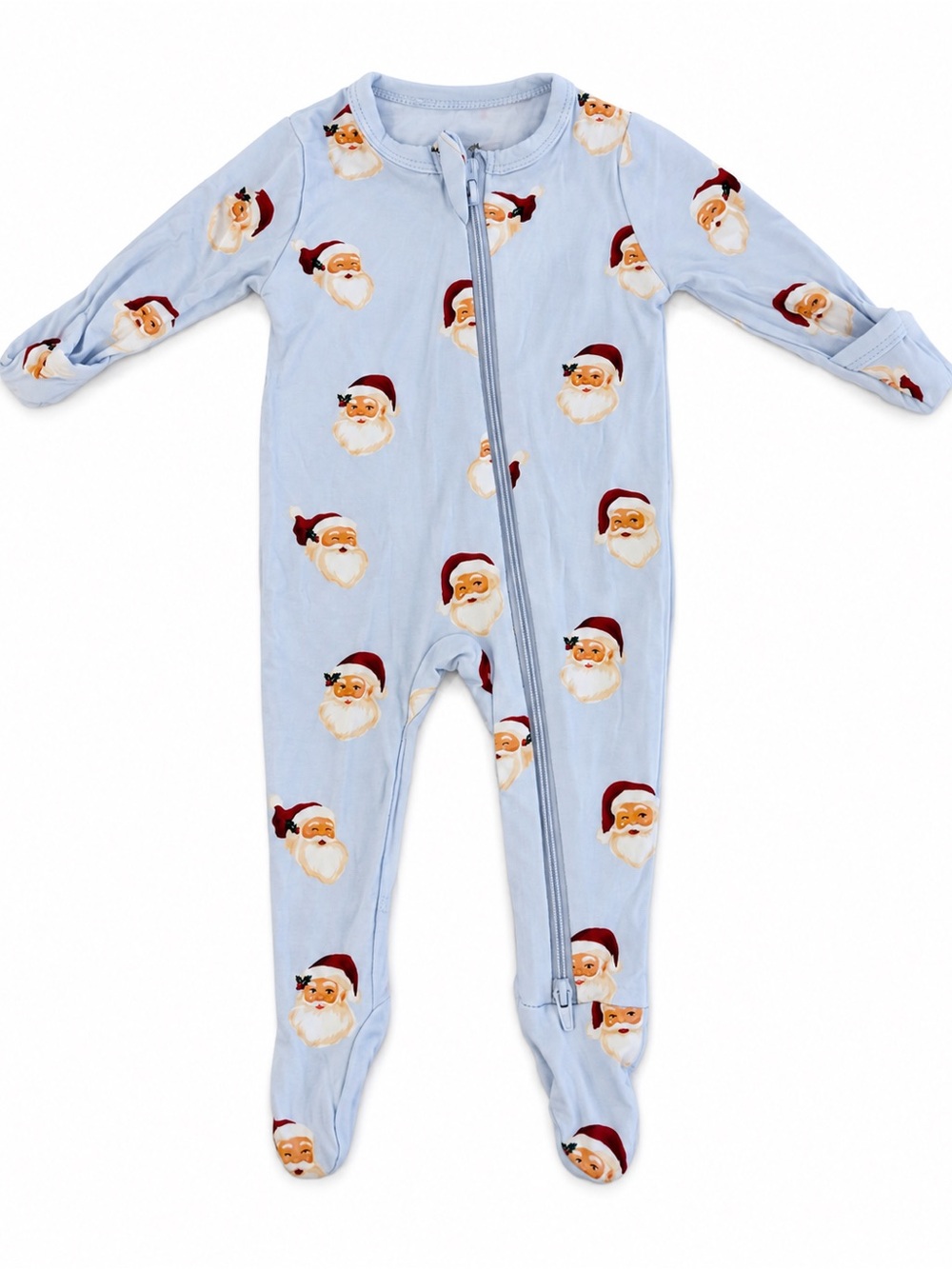 Kyte Baby Santa Print Zip Footie Sleeper Newborn NB Bamboo